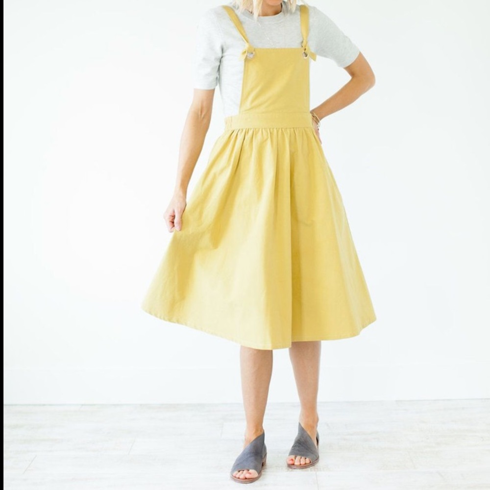 Golden Yellow Overall Dress with Pockets